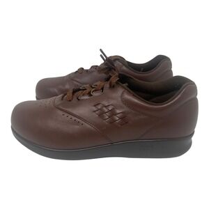 SAS Free Time Shoes Brown Leather Comfort Walking Sneakers Cushioned Women's 8